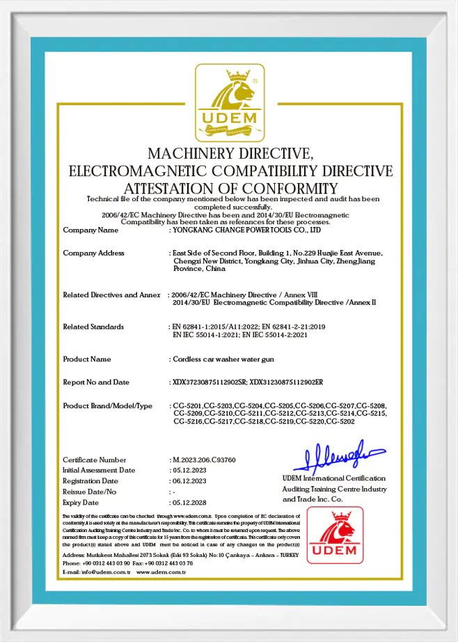 Certificado CE de lavadora eléctrica